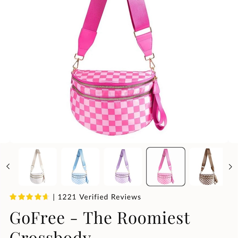 Emmafy GoFree - The Roomiest Crossbody Hot Pink Checkered Crossbody Bag